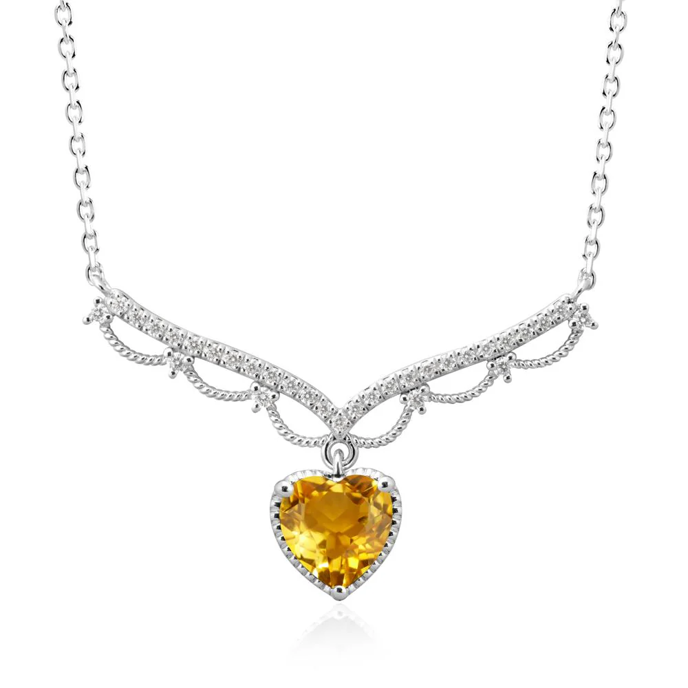 Heart Shaped Citrine V Shaped Necklace - Image 9