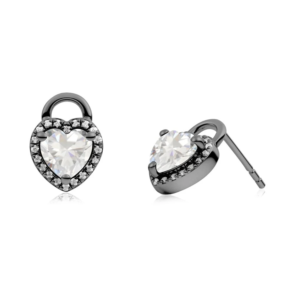 Heart Shaped Cubic Zirconia Halo Earrings - Image 5