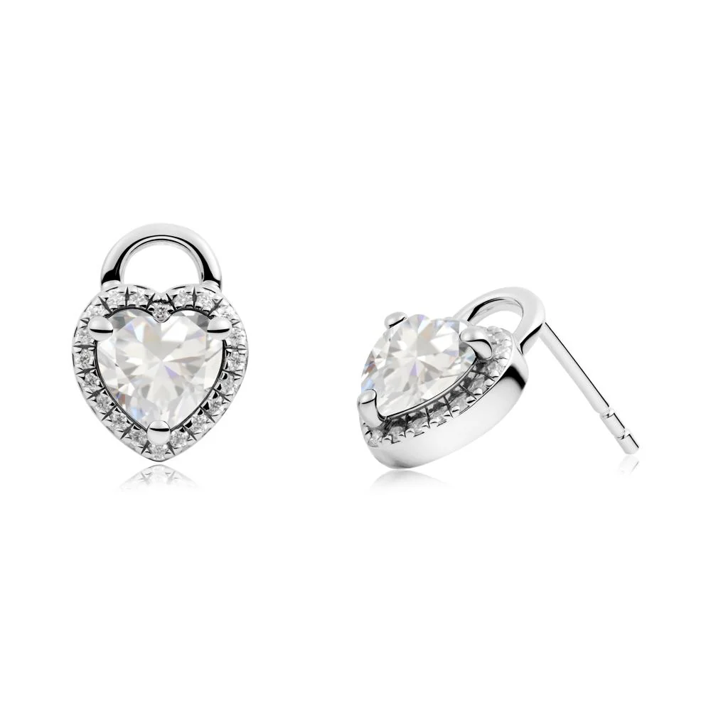 Heart Shaped Cubic Zirconia Halo Earrings - Image 9