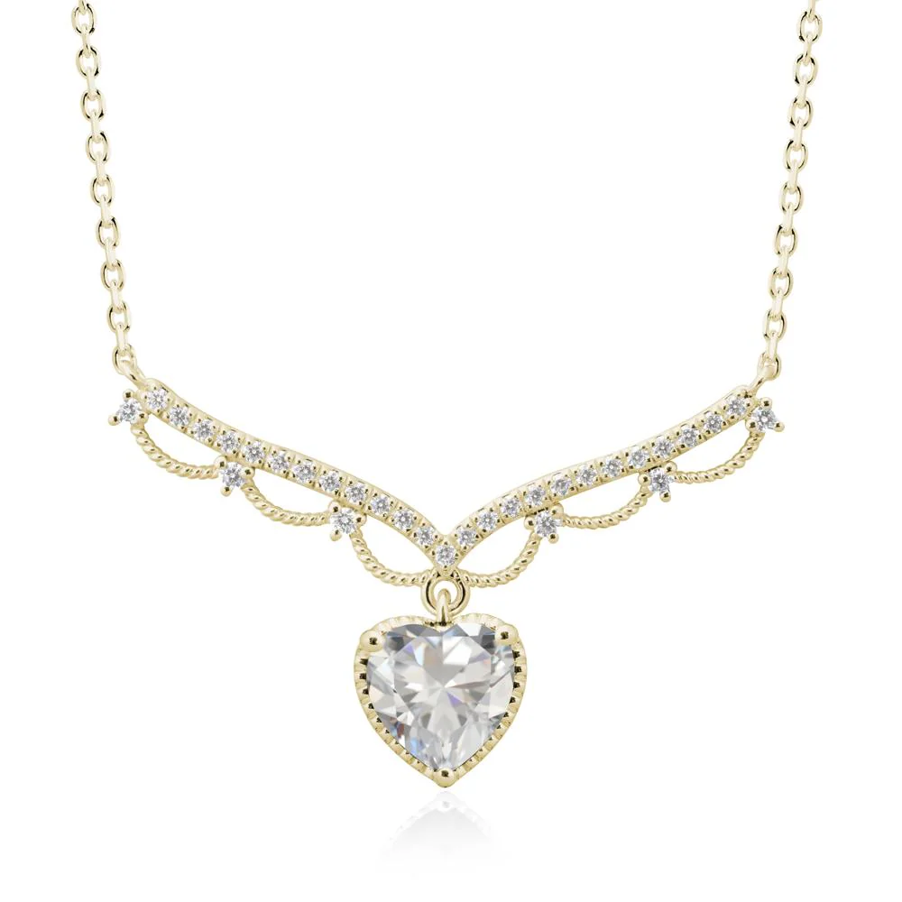 Heart Shaped Cubic Zirconia Necklace with Pave Accents - Image 4