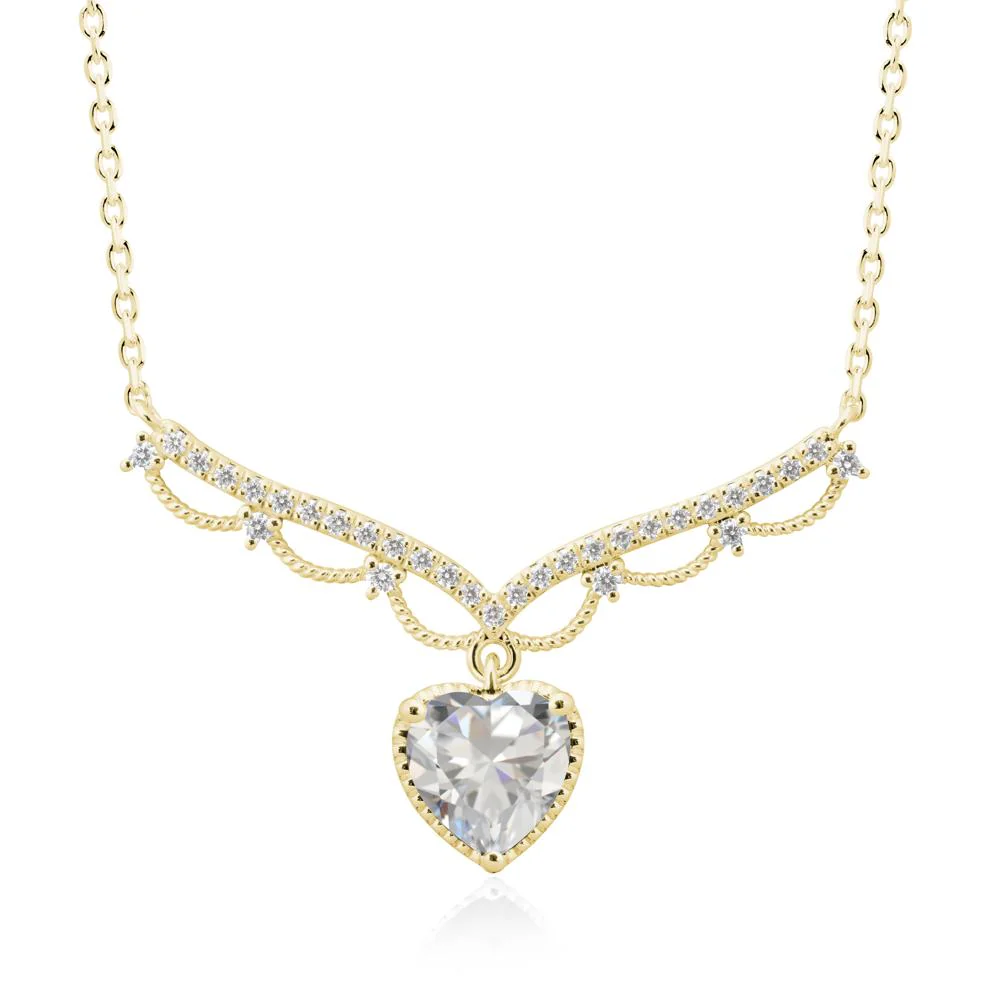 Heart Shaped Cubic Zirconia Necklace with Pave Accents - Image 7
