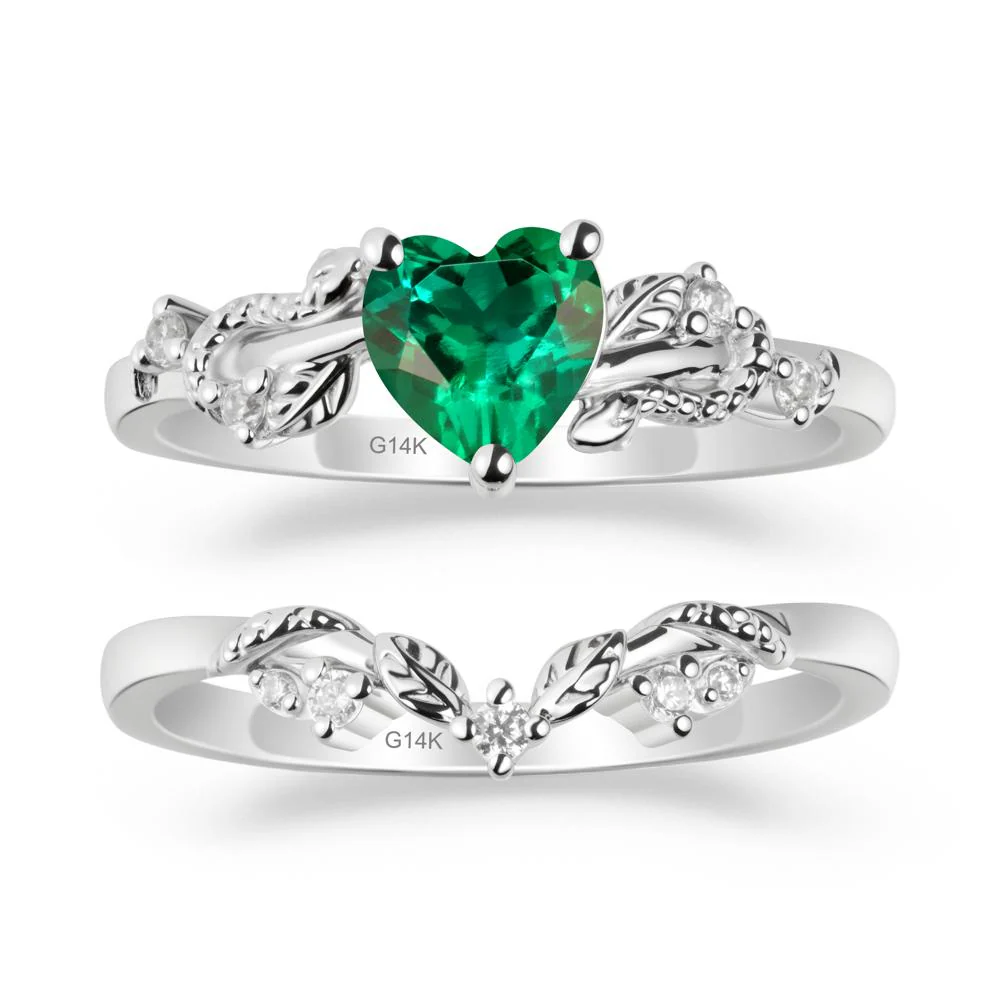 Heart Shaped Emerald Bridal Set - Image 2
