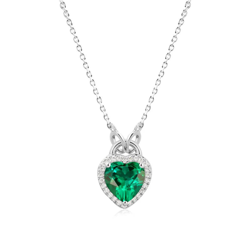 Heart Shaped Emerald Halo Necklace - Image 9
