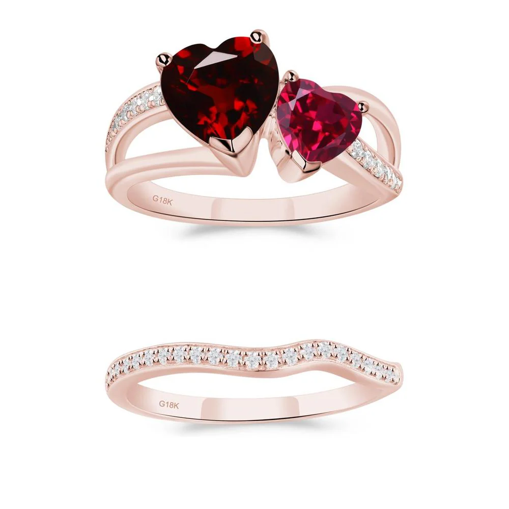 Garnet and Ruby Two Heart Ring - Image 13