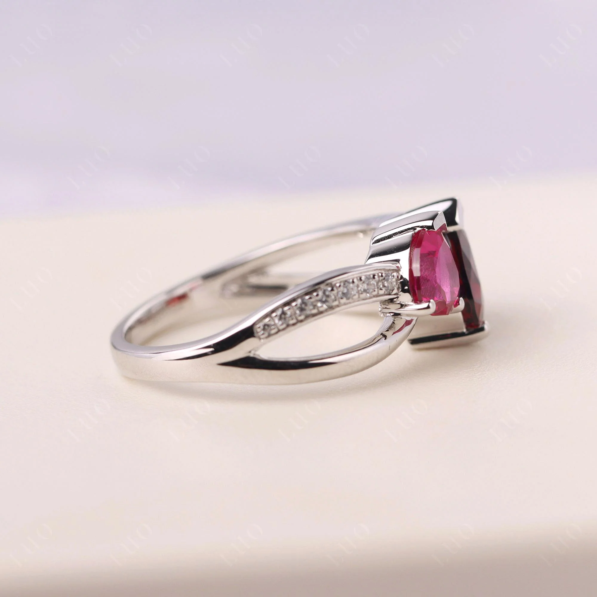 Garnet and Ruby Two Heart Ring - Image 32