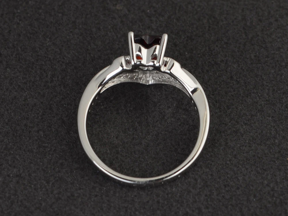 Heart Shaped Garnet Bridal Set Ring - Image 3