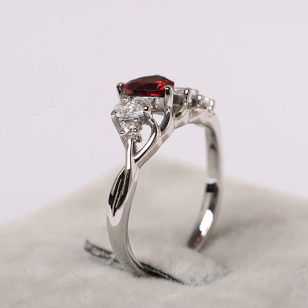 Heart Shaped Garnet Cluster Ring - Image 3