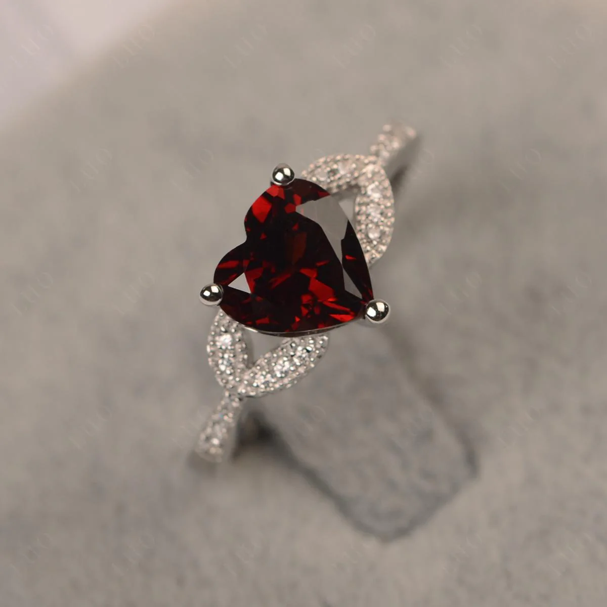 Heart Shaped Garnet Engagement Ring - Image 10