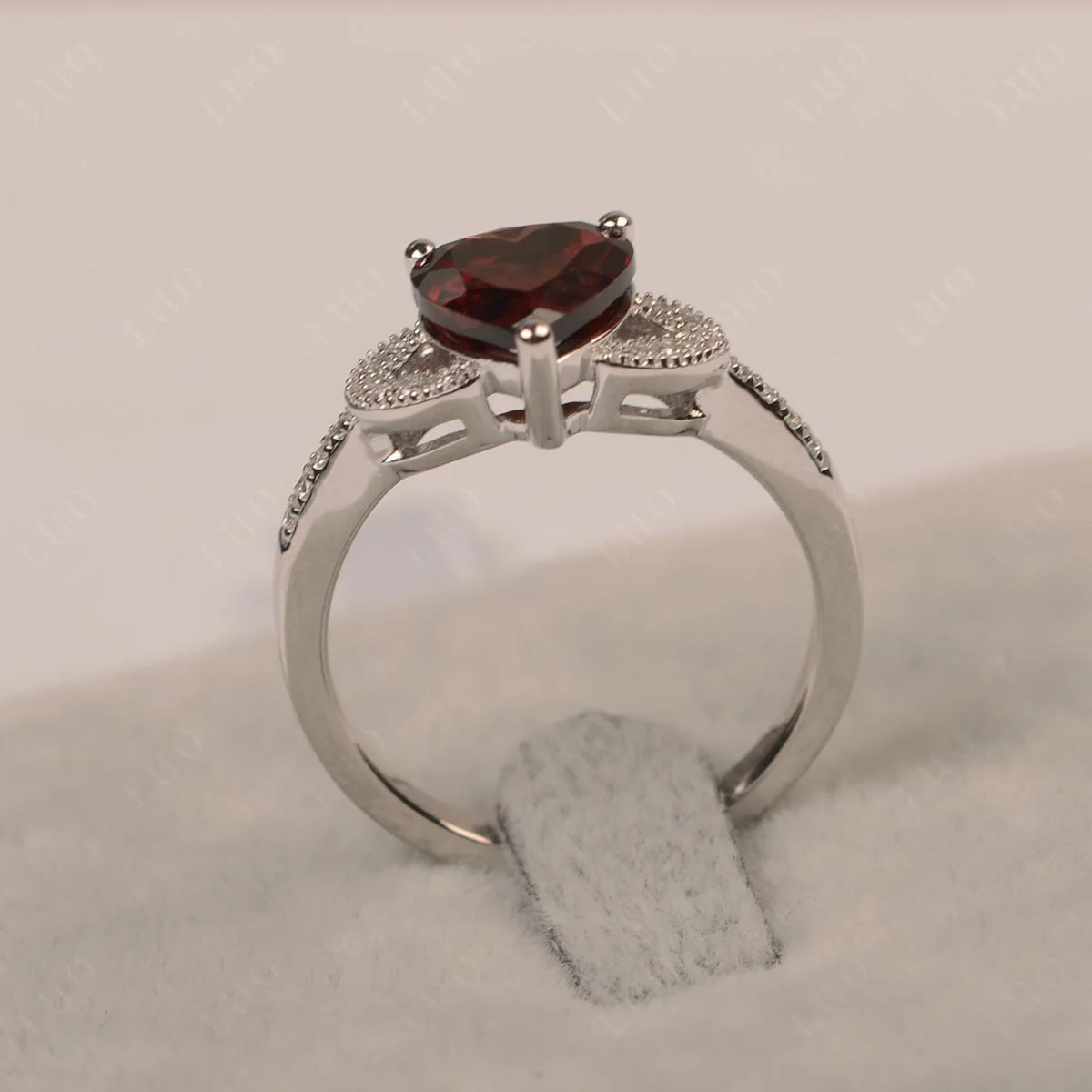 Heart Shaped Garnet Engagement Ring - Image 11