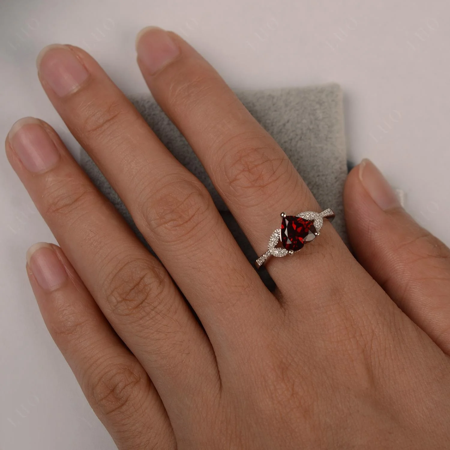 Heart Shaped Garnet Engagement Ring - Image 12