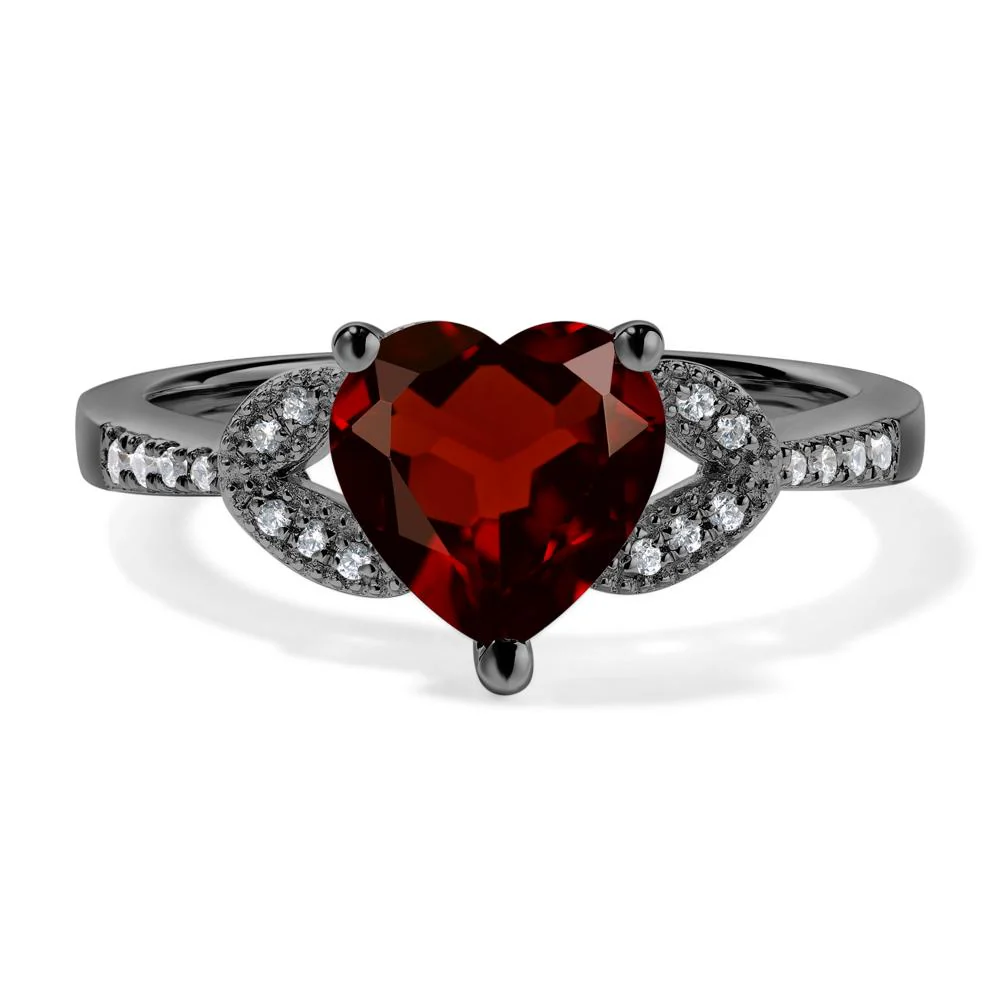 Heart Shaped Garnet Engagement Ring - Image 2
