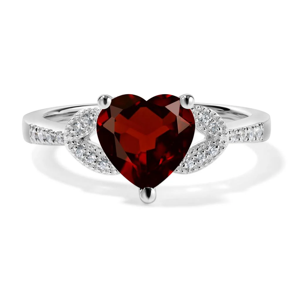 Heart Shaped Garnet Engagement Ring - Image 3