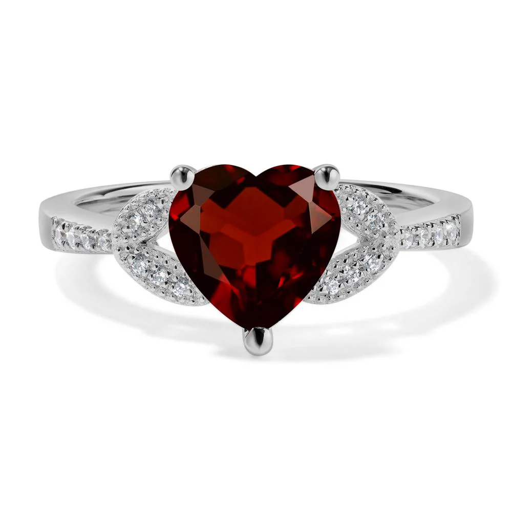 Heart Shaped Garnet Engagement Ring - Image 6