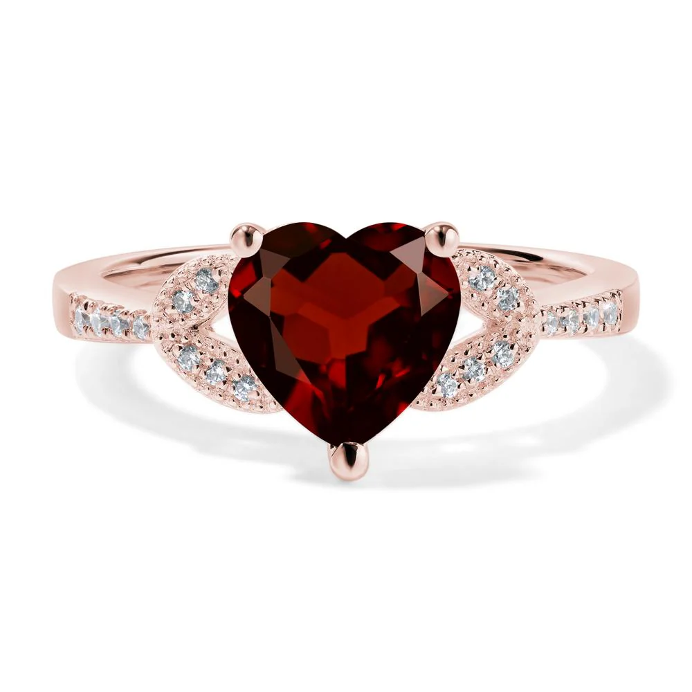 Heart Shaped Garnet Engagement Ring - Image 9