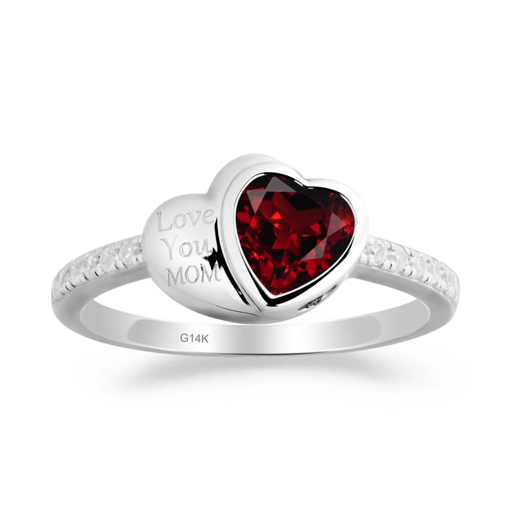Heart Shaped Garnet Ring for Mother's Day