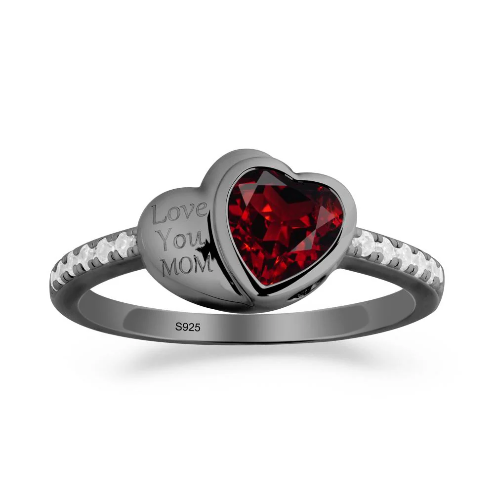Heart Shaped Garnet Ring for Mother's Day - Image 3
