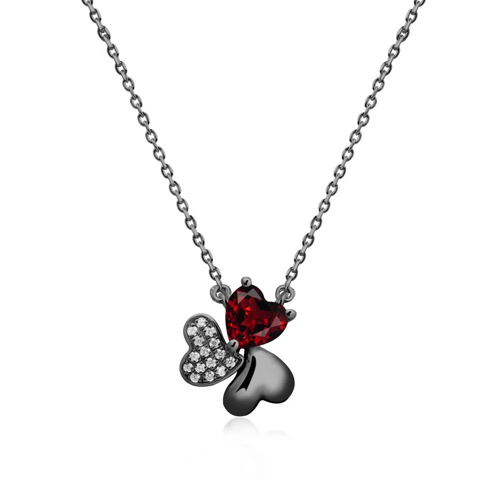 Heart Shaped Garnet Shamrock Necklace - Image 7
