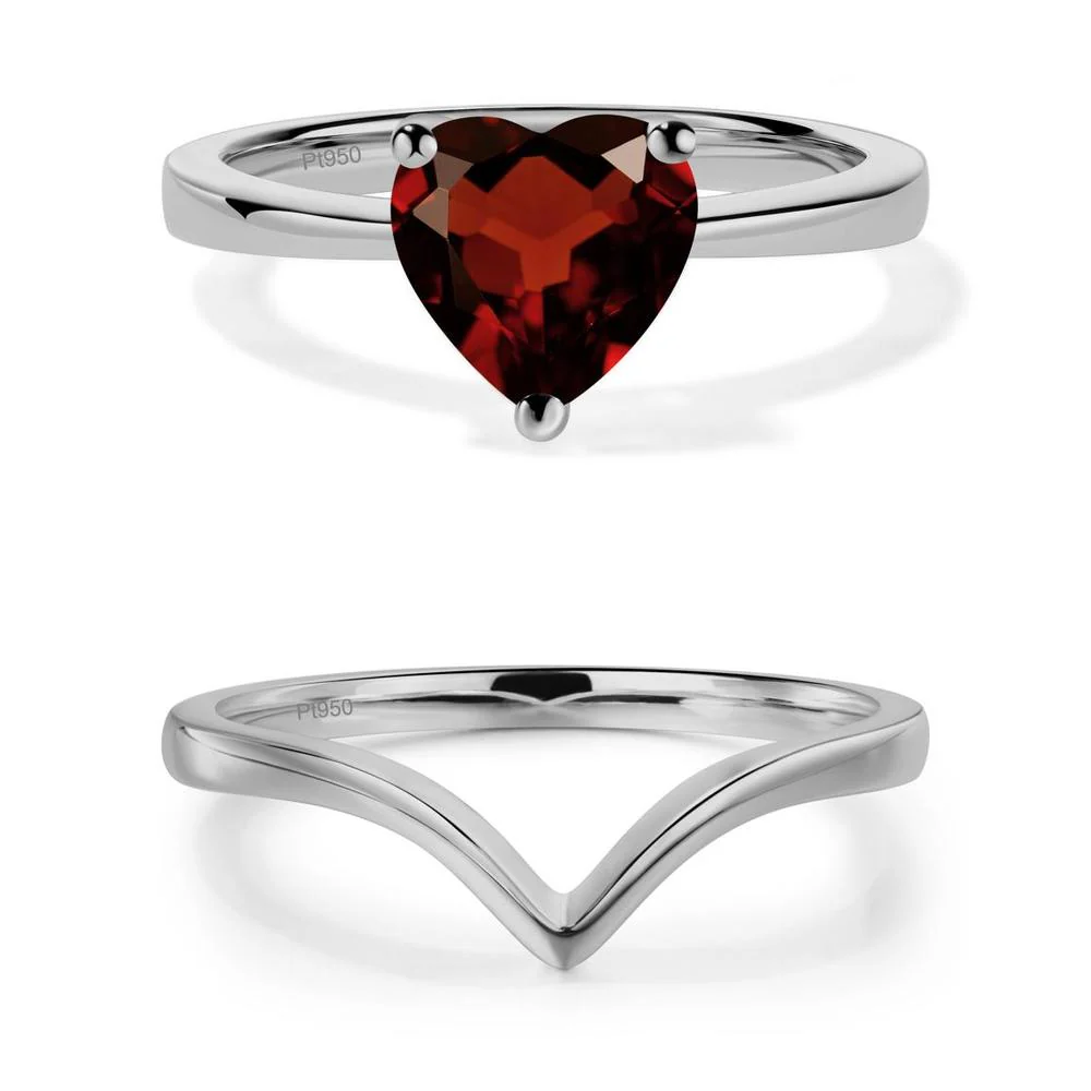 Heart Shaped Garnet Solitaire Ring - Image 11