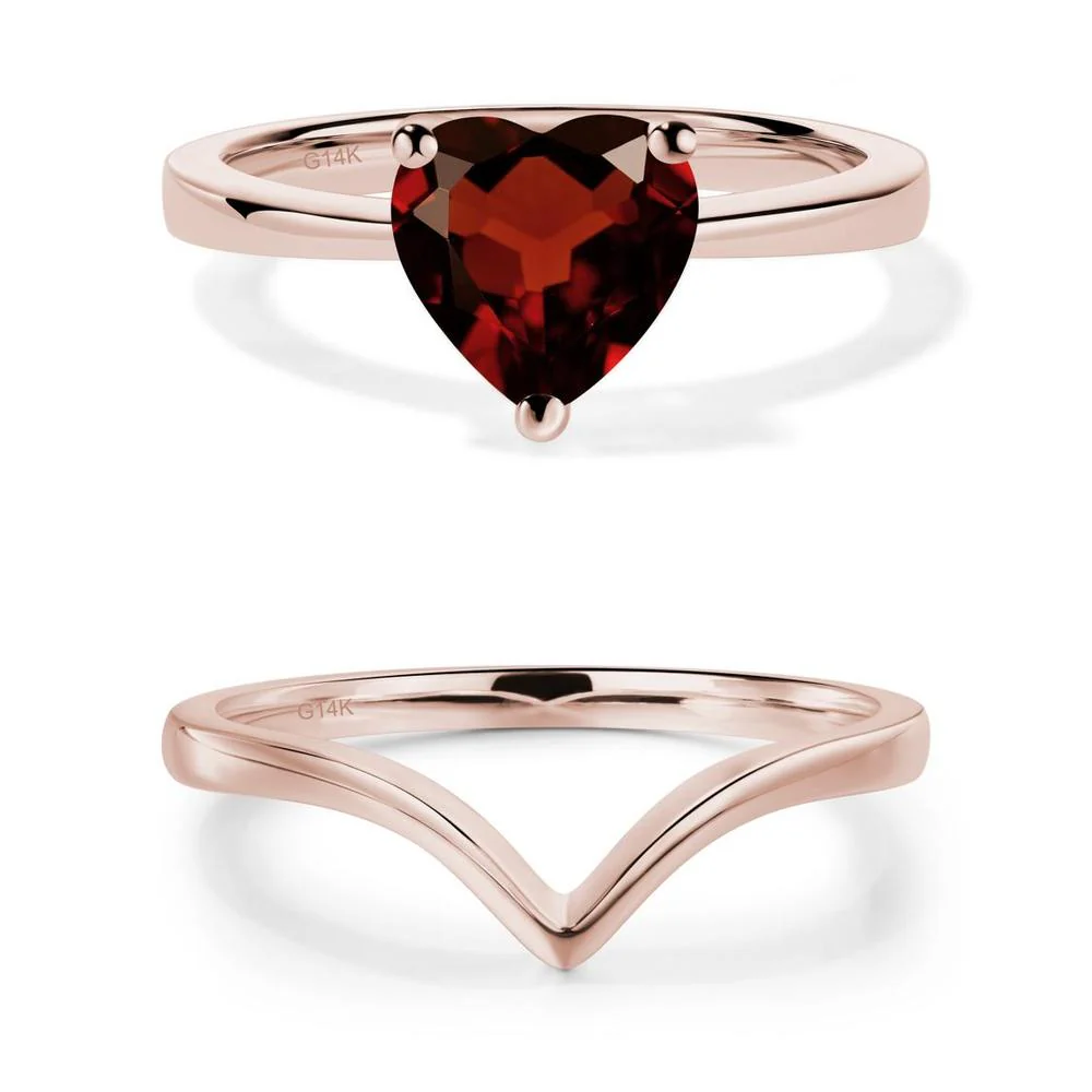 Heart Shaped Garnet Solitaire Ring - Image 13