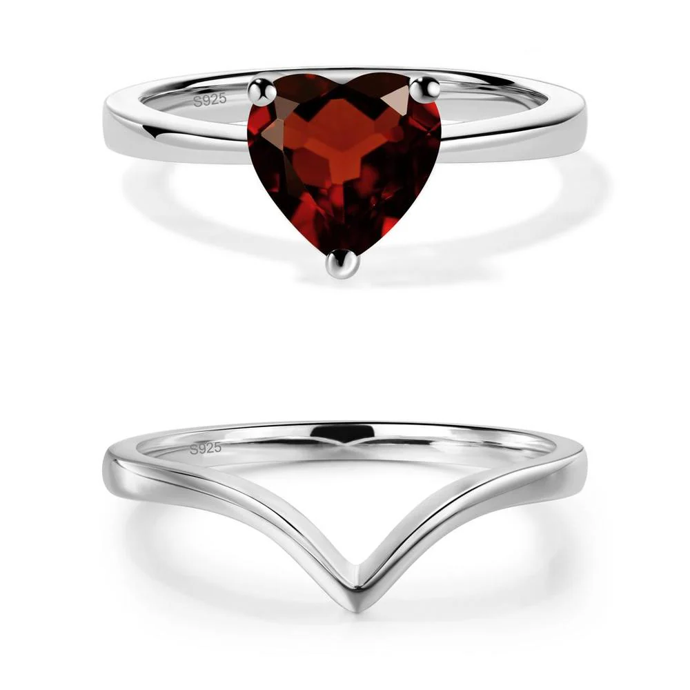Heart Shaped Garnet Solitaire Ring - Image 27