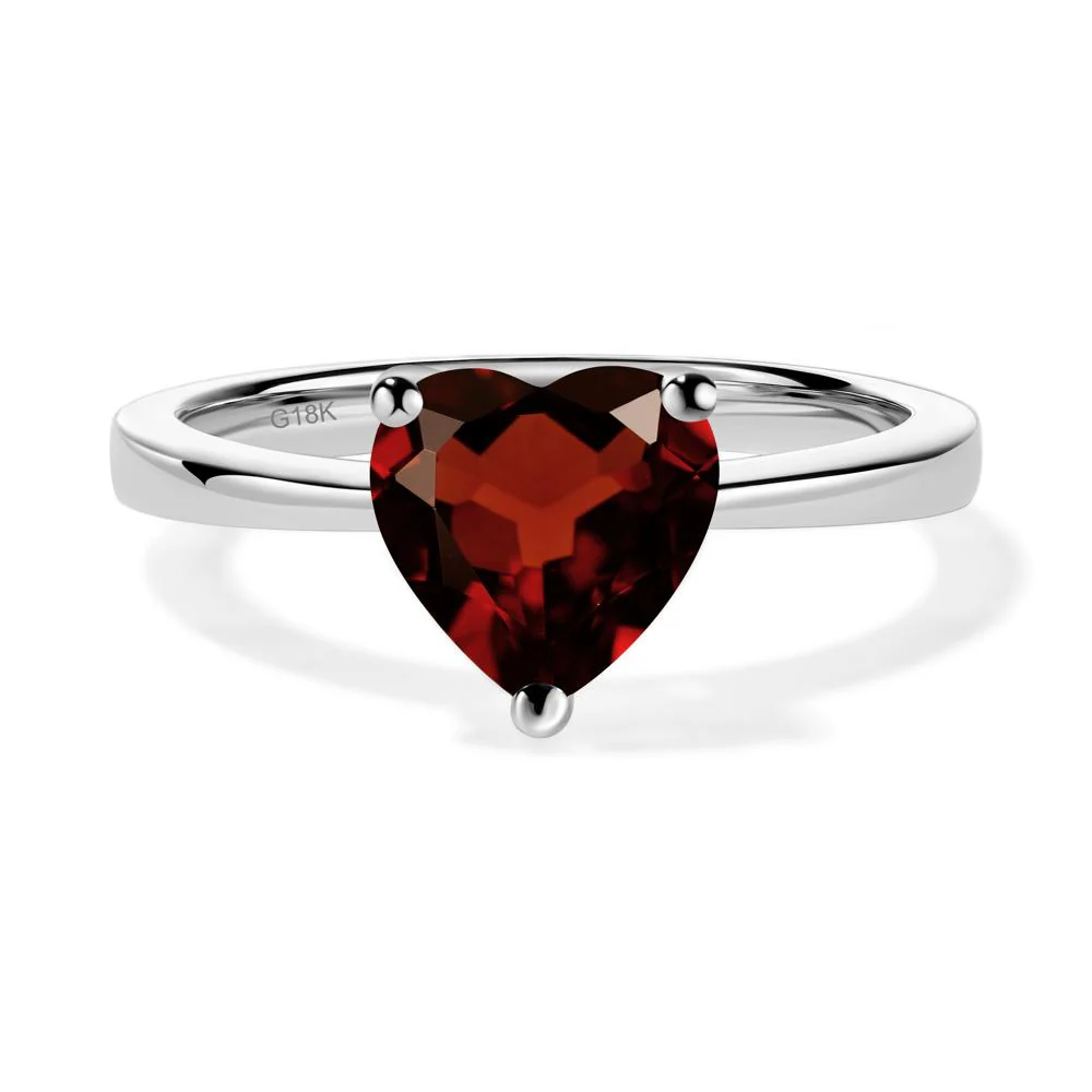 Heart Shaped Garnet Solitaire Ring - Image 3