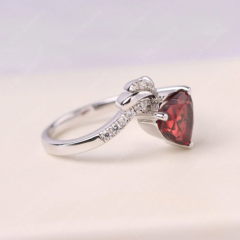 Heart Shaped Garnet Strawberry Ring - Image 2