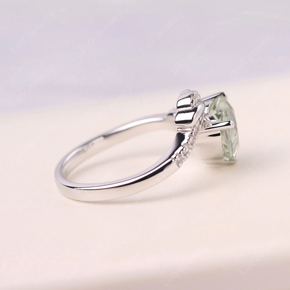 Heart Shaped Green Amethyst Strawberry Ring - Image 4