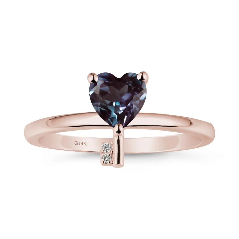 Heart Shaped Key Inspired Alexandrite Ring - Image 2