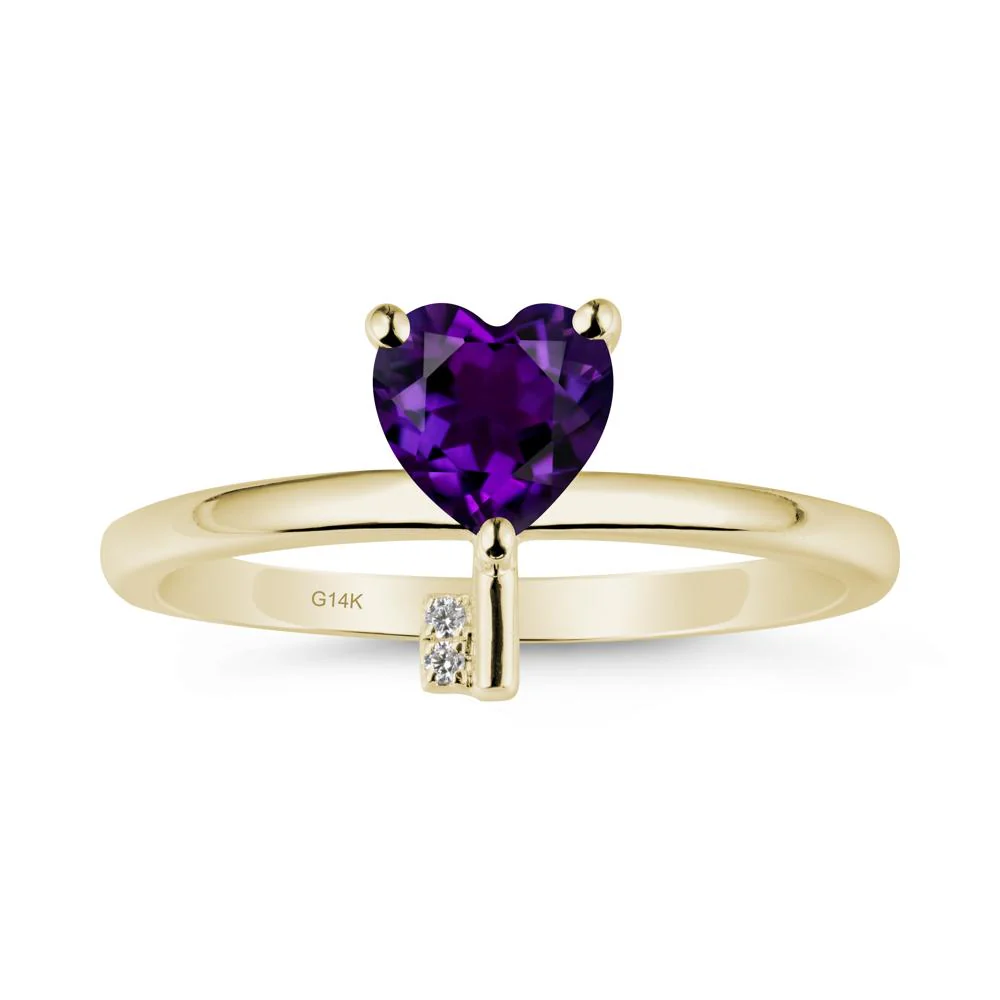 Heart Shaped Key Inspired Amethyst Ring