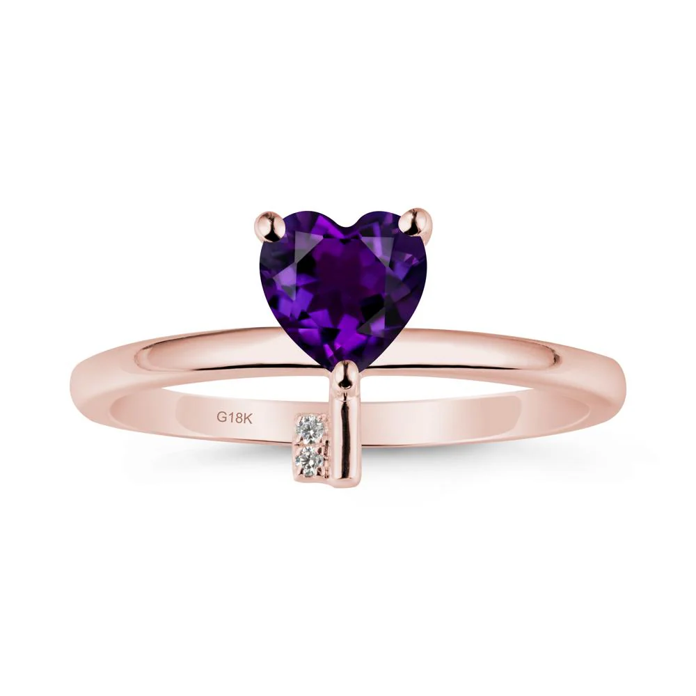 Heart Shaped Key Inspired Amethyst Ring - Image 4