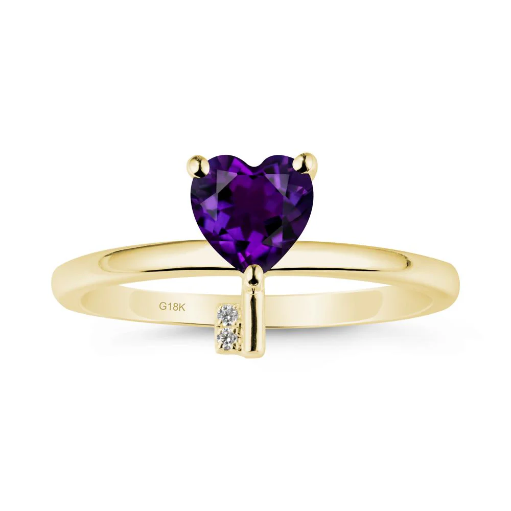 Heart Shaped Key Inspired Amethyst Ring - Image 6