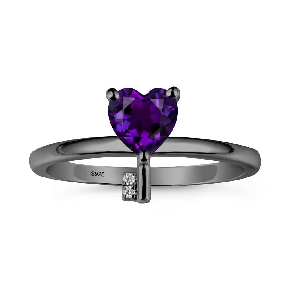 Heart Shaped Key Inspired Amethyst Ring - Image 7