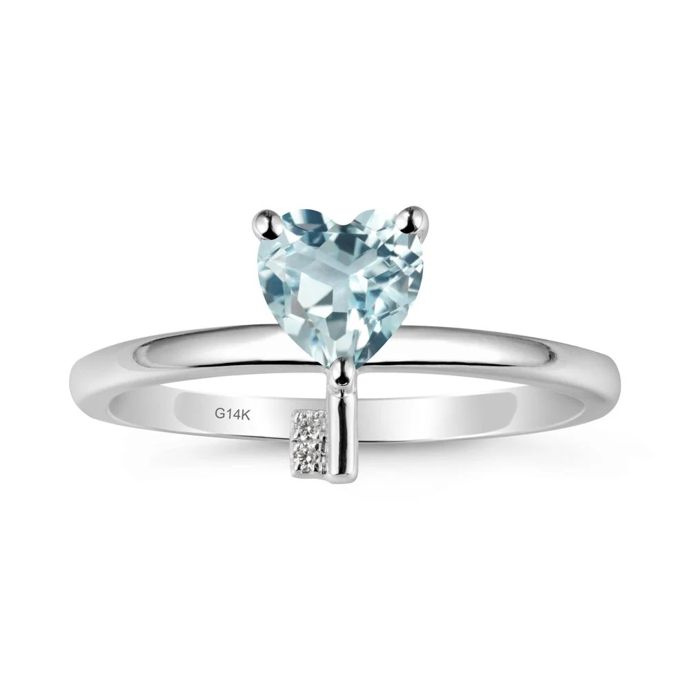 Heart Shaped Key Inspired Aquamarine Ring - Image 3