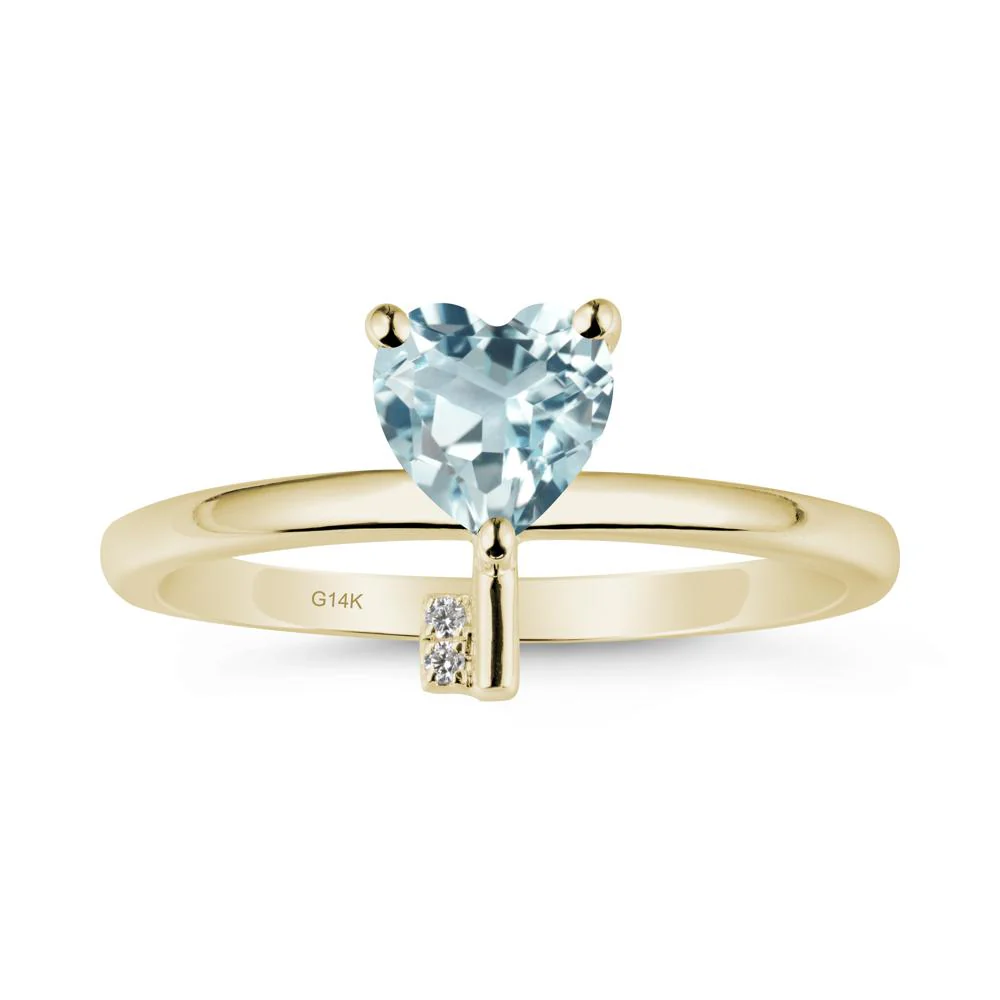 Heart Shaped Key Inspired Aquamarine Ring - Image 4