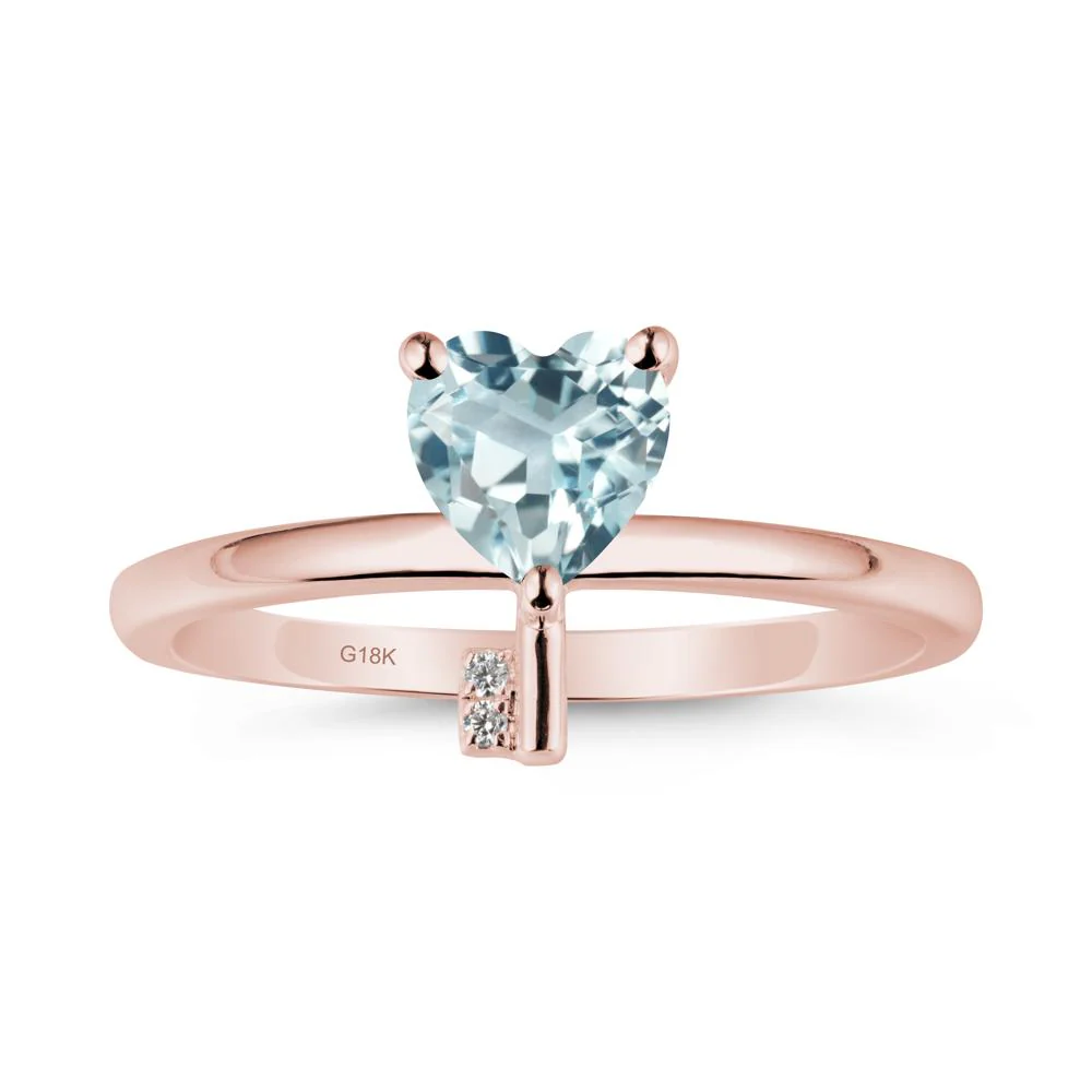 Heart Shaped Key Inspired Aquamarine Ring - Image 5