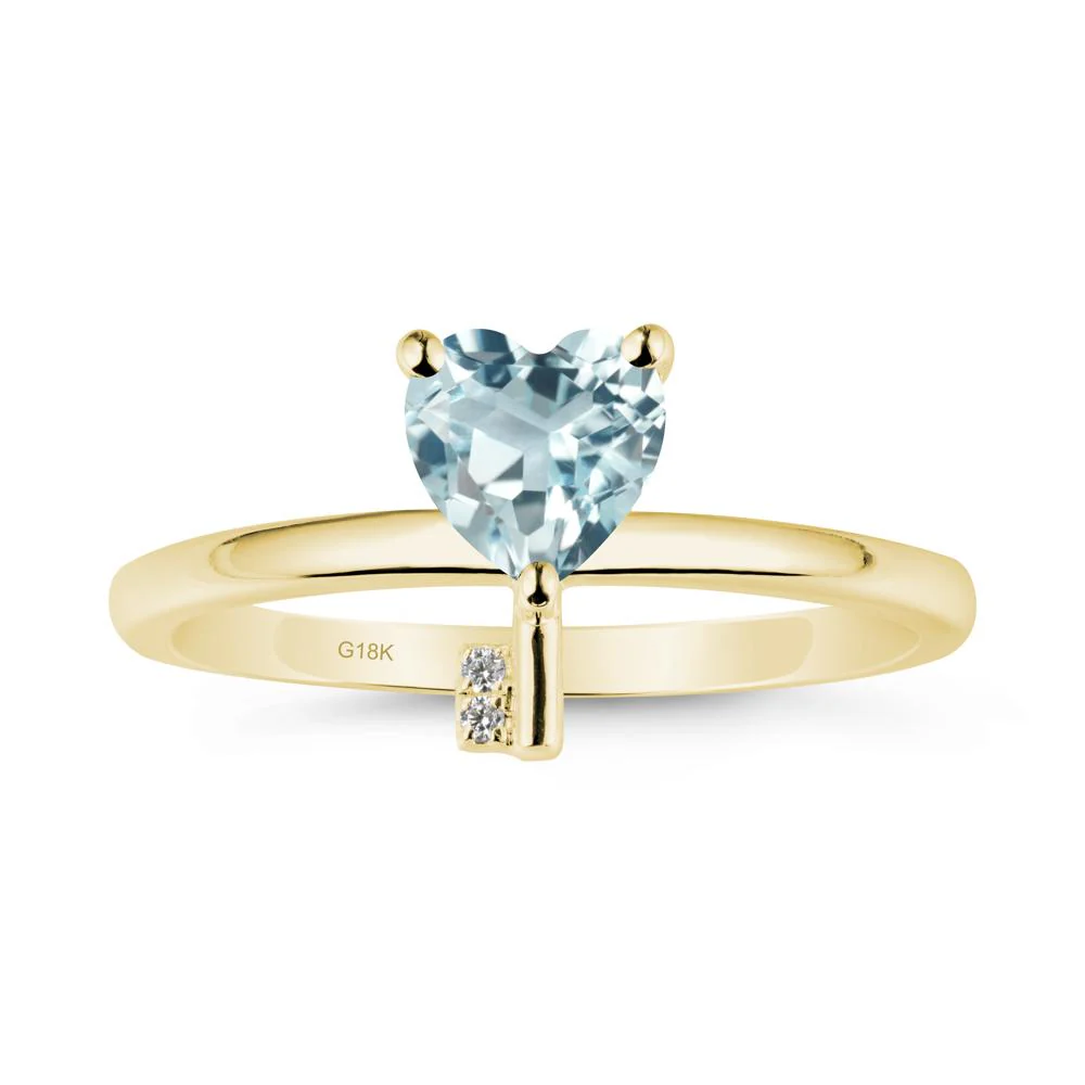 Heart Shaped Key Inspired Aquamarine Ring - Image 7