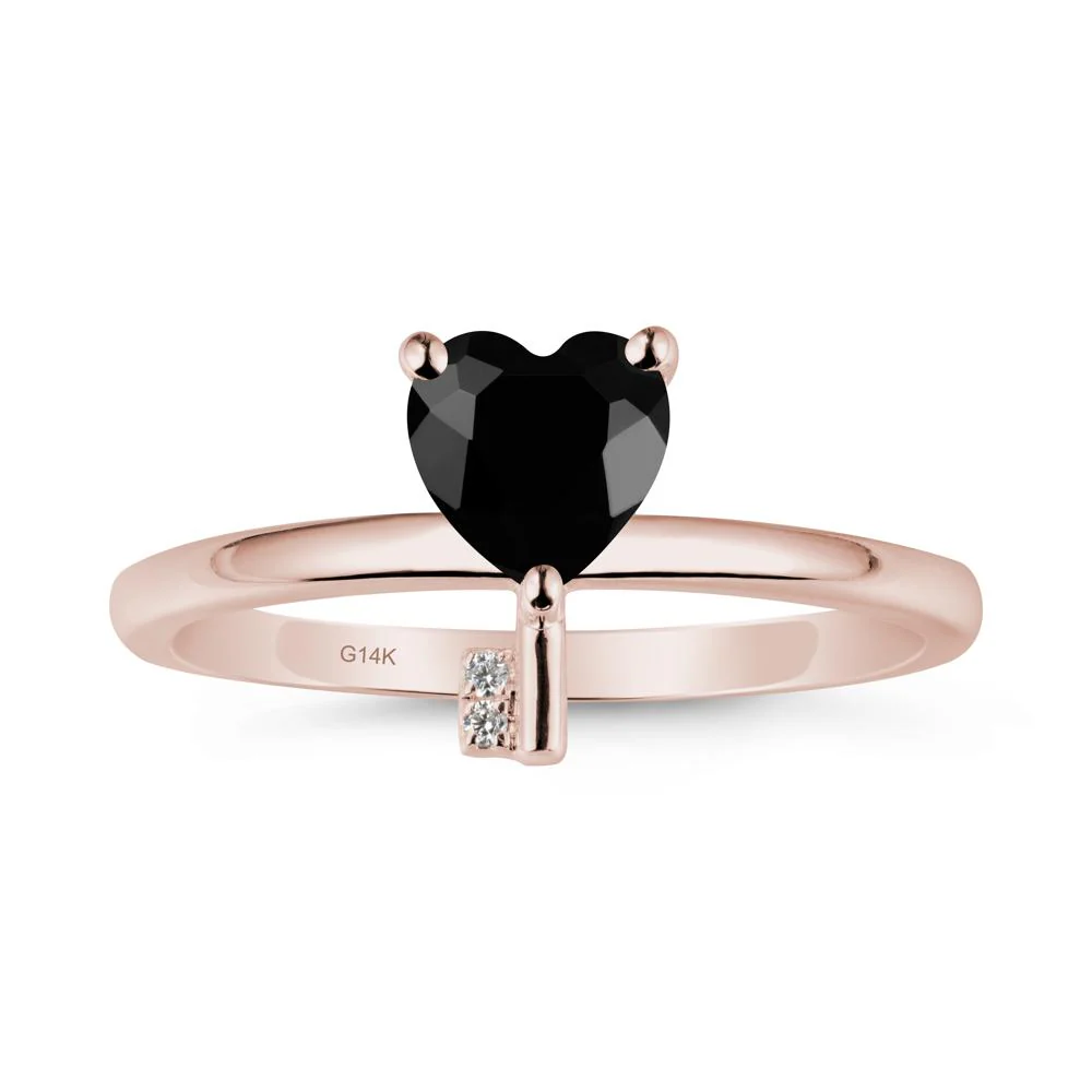 Heart Shaped Key Inspired Black Spinel Ring - Image 2