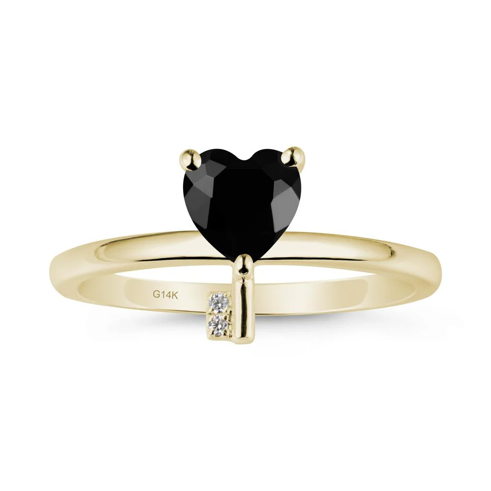 Heart Shaped Key Inspired Black Spinel Ring - Image 3