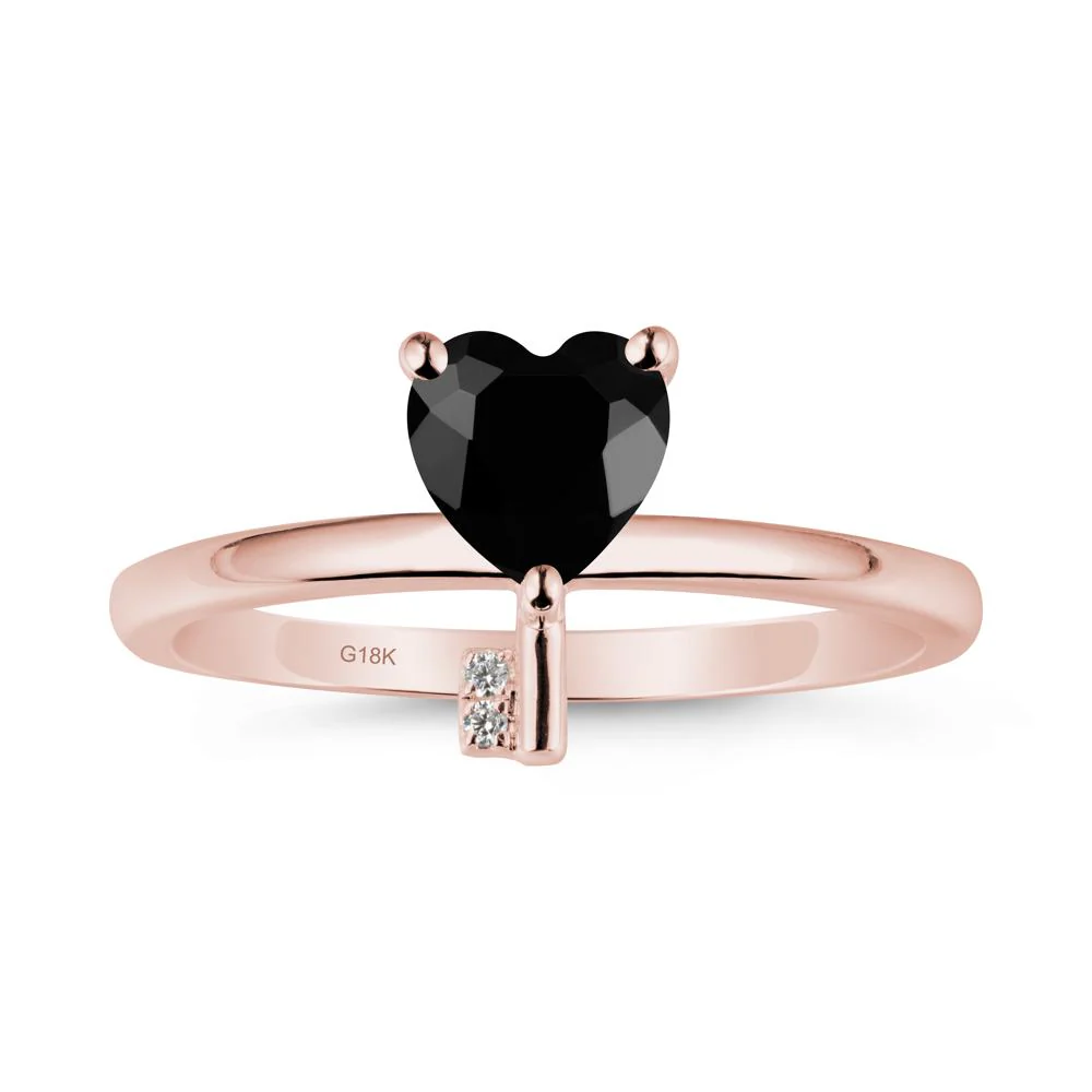 Heart Shaped Key Inspired Black Spinel Ring - Image 4