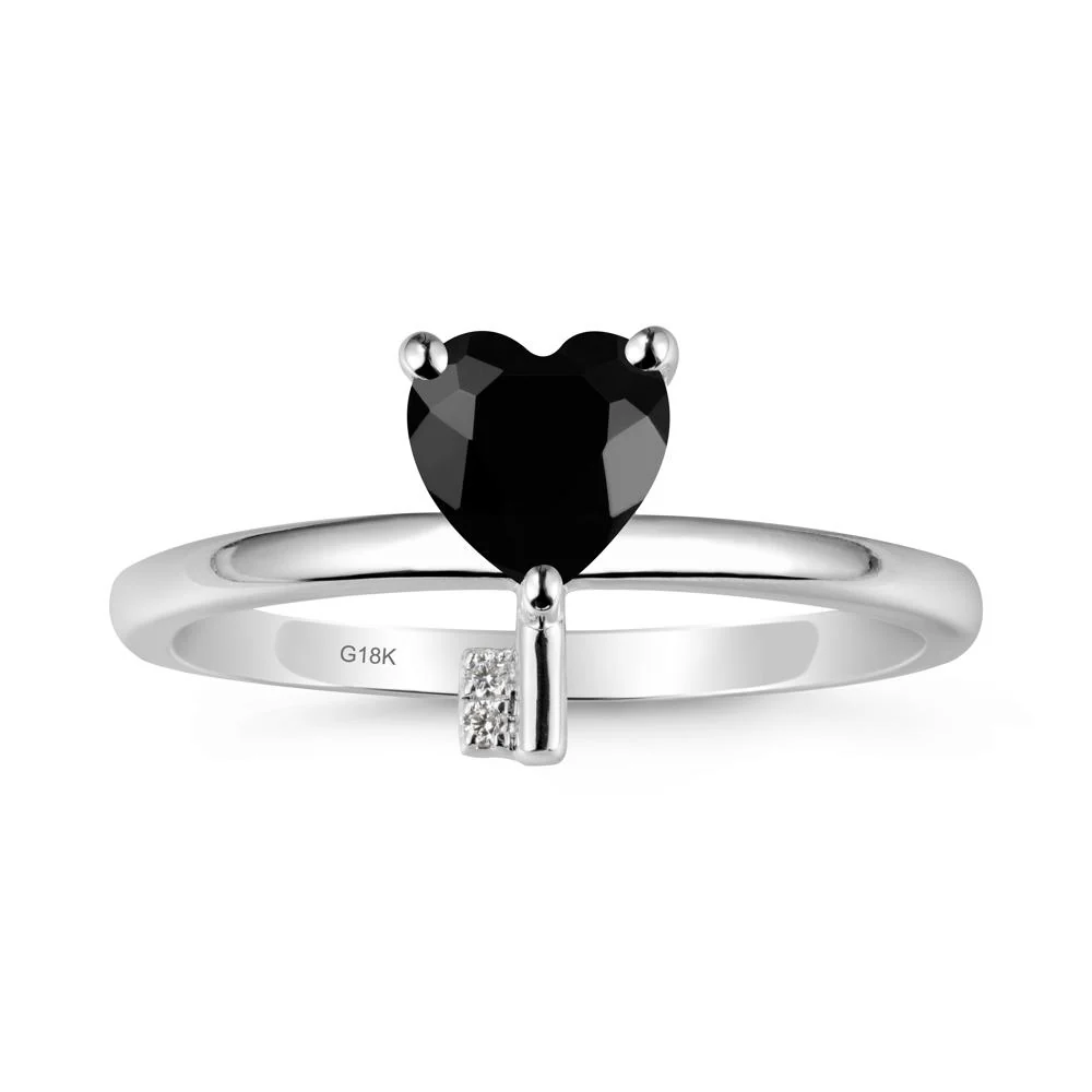 Heart Shaped Key Inspired Black Spinel Ring - Image 5