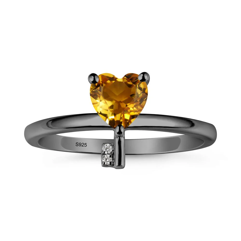 Heart Shaped Key Inspired Citrine Ring