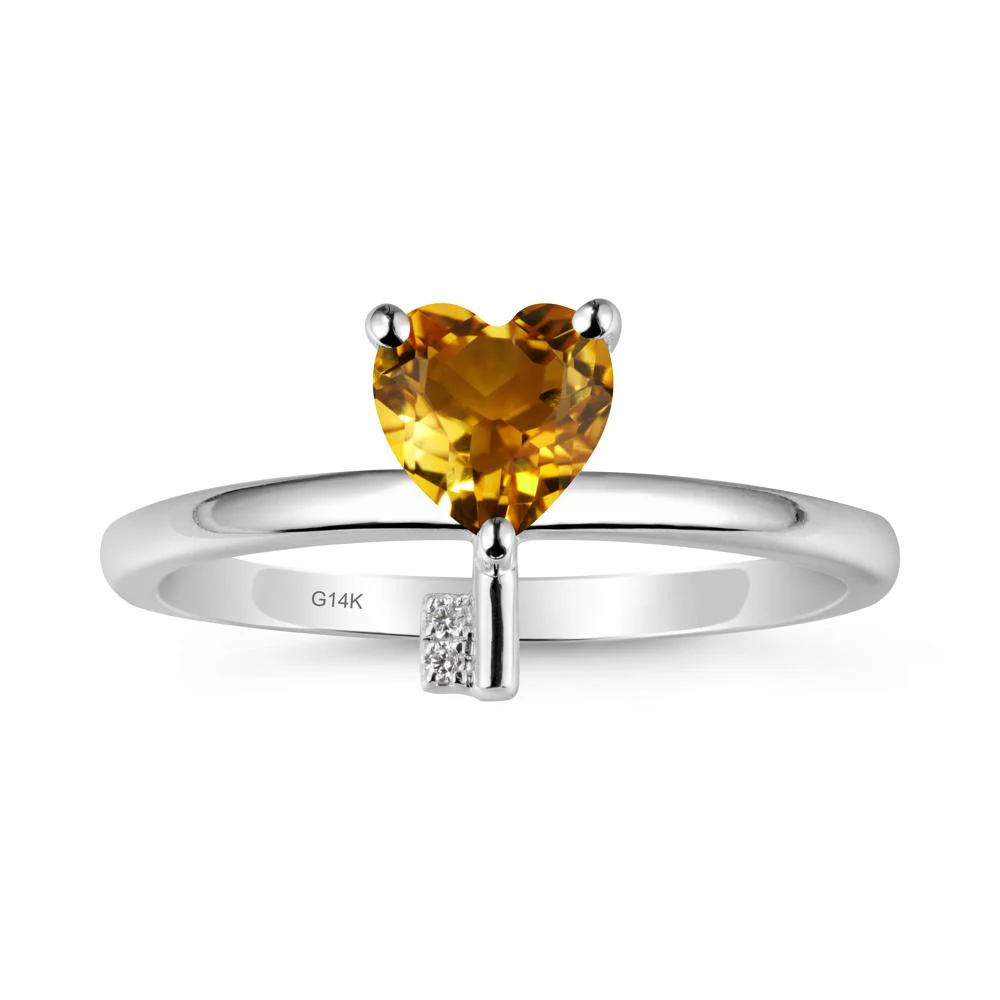 Heart Shaped Key Inspired Citrine Ring - Image 3