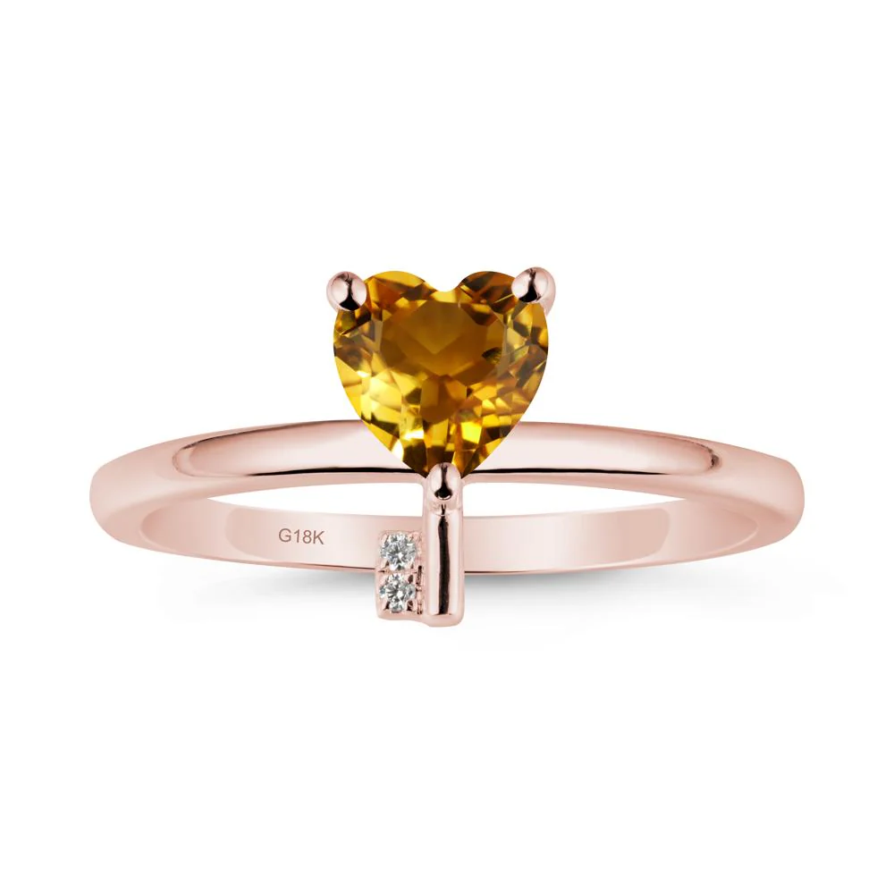 Heart Shaped Key Inspired Citrine Ring - Image 5