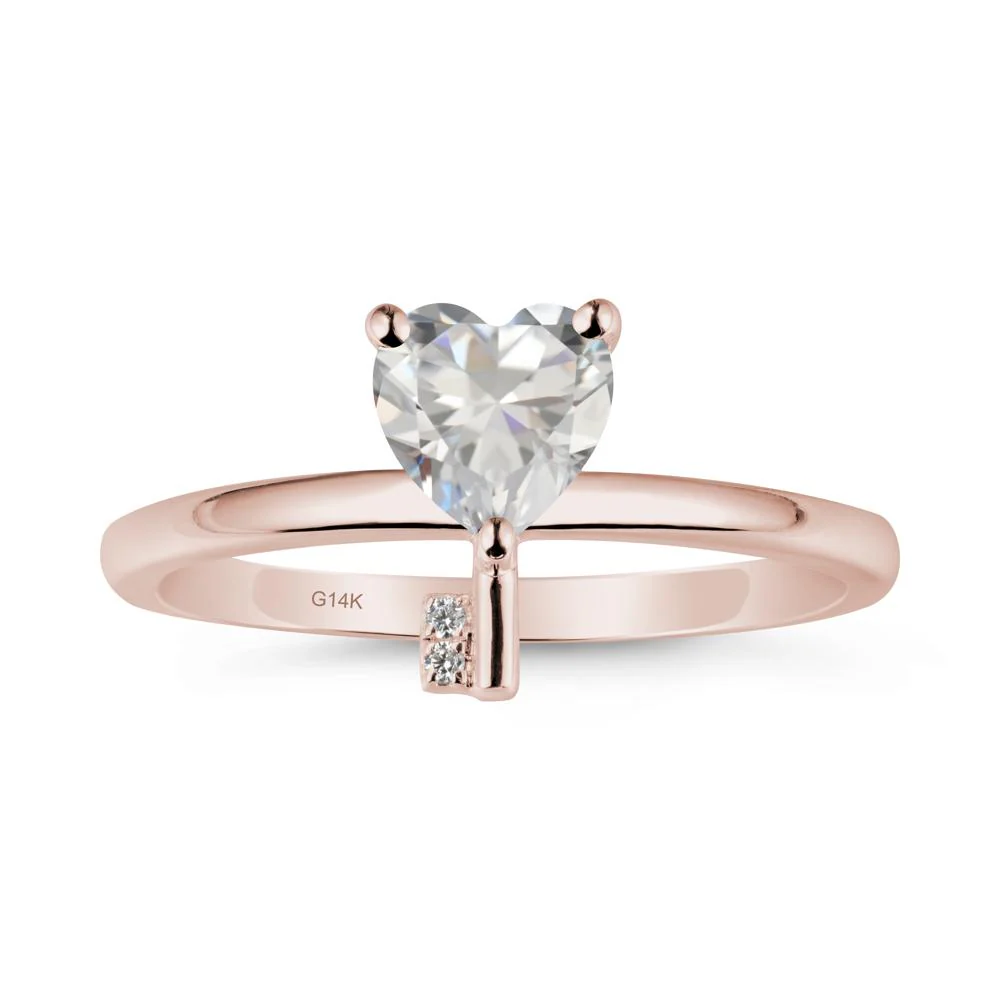 Heart Shaped Key Inspired Cubic Zirconia Ring - Image 2