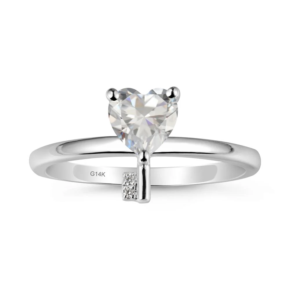 Heart Shaped Key Inspired Cubic Zirconia Ring - Image 3