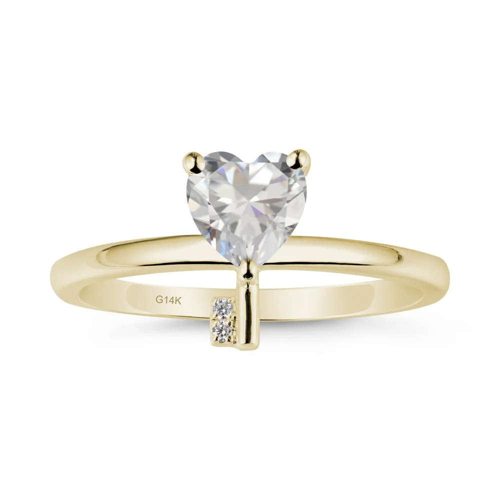 Heart Shaped Key Inspired Cubic Zirconia Ring - Image 4