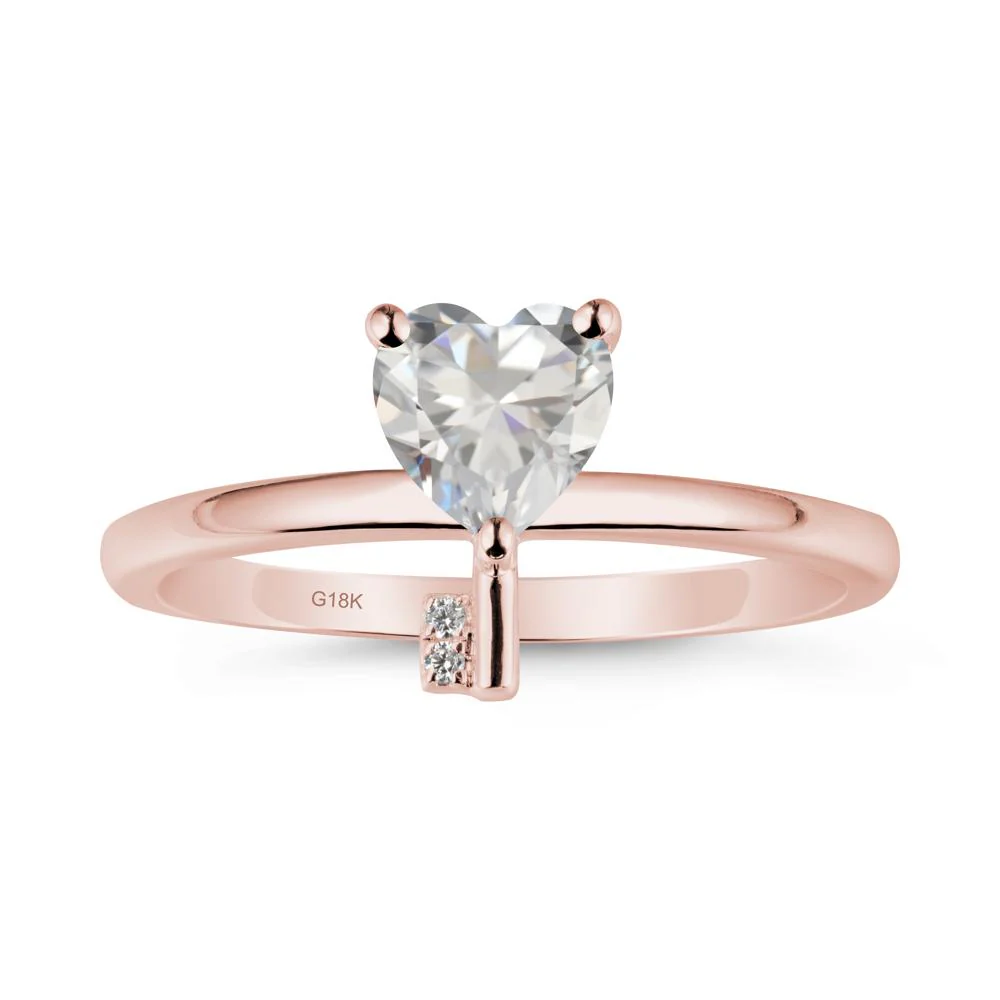 Heart Shaped Key Inspired Cubic Zirconia Ring - Image 5
