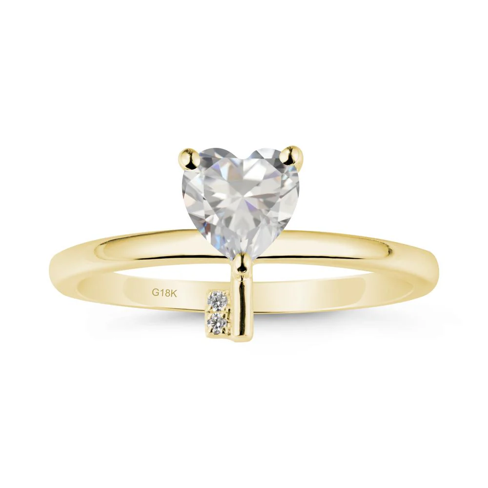 Heart Shaped Key Inspired Cubic Zirconia Ring - Image 7