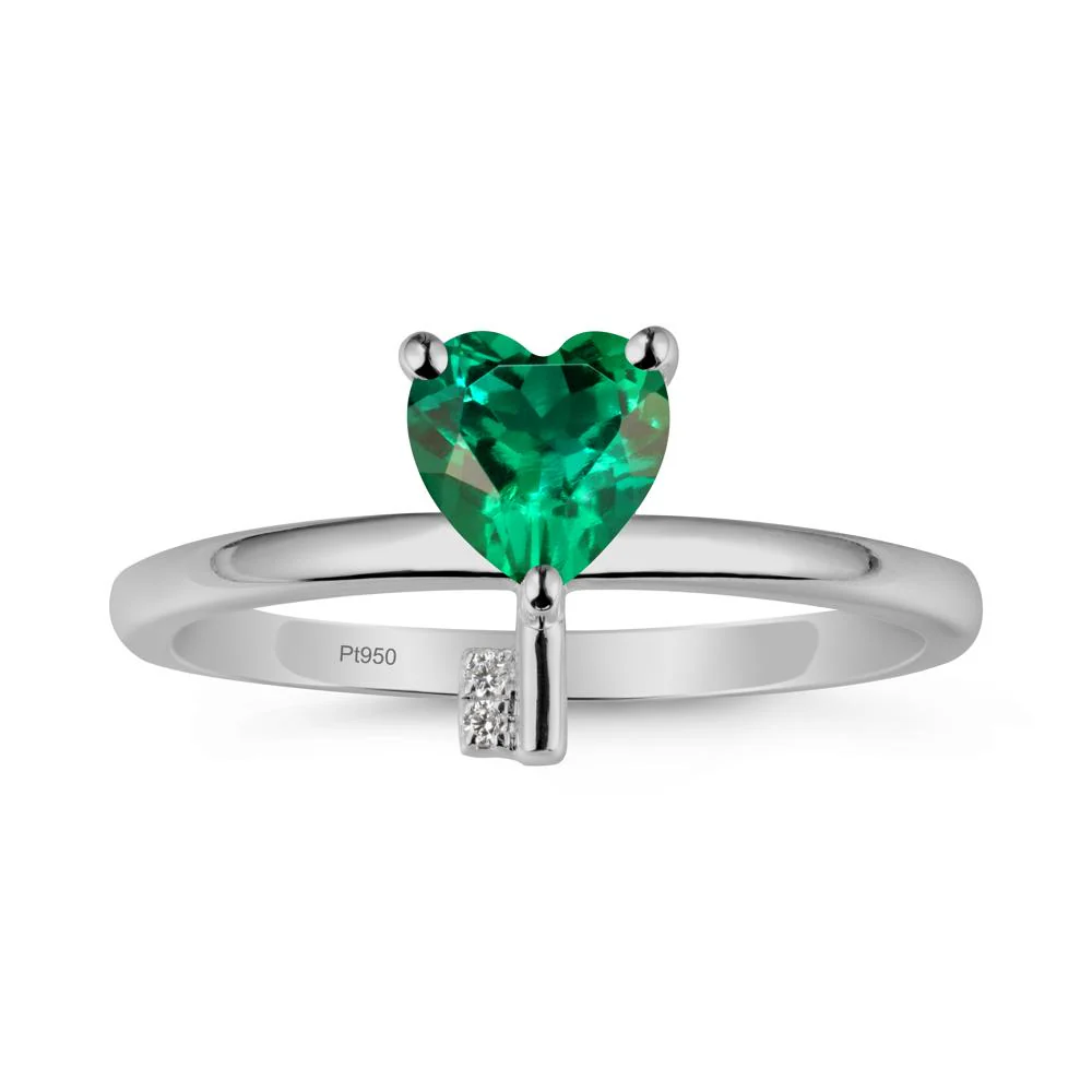 Heart Shaped Key Inspired Emerald Ring
