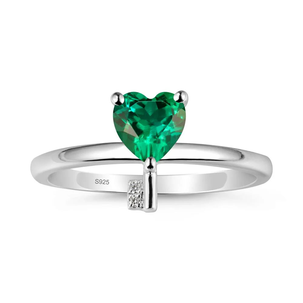 Heart Shaped Key Inspired Emerald Ring - Image 9